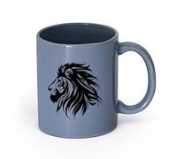 AYUEHBN ceramica Tazza da tè Testa di animale arrabbiato Leone africano selvaggio （11oz/320ml） per ufficio per uomo e donna Blu grigio