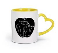 AYUEHBN ceramica Tazza per caffè, tè e cacao Bibbia Apple Adamo ed Eva Paradiso Amore （11oz/320ml） per latte, tè, cola, acqua Giallo