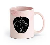 AYUEHBN ceramica Tazza per caffè, tè e cacao Bibbia Apple Adamo ed Eva Paradiso Amore （11oz/320ml） per latte, tè, cola, acqua Rosa marmo