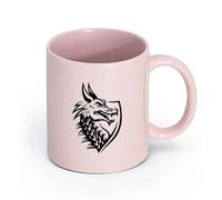 AYUEHBN ceramica Tazza per caffè, tè e cacao Etichetta scudo drago testa lucertola racconto （11oz/320ml） Ottimo regalo per gli innamorati Rosa