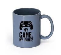 AYUEHBN ceramica Tazza per caffè, tè e cacao Il mio gioco Le mie regole Gioca al gioco Joystick （11oz/320ml） Un bel regalo di Natale Blu grigio