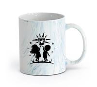 AYUEHBN ceramica Tazza per caffè, tè e cacao Libro di lettura per bambini e bambine dell'asilo （11oz/320ml） per latte, tè, cola, acqua Blu marmo