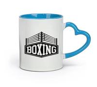AYUEHBN ceramica Tazza per caffè, tè e cacao Logo del club di boxe sul ring di boxe （11oz/320ml） Tazze da caffè per casa o lavoro Blu