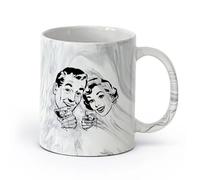 AYUEHBN ceramica Tazza per casa e ufficio Cocktail bar alcolico in stile pin-up retrò （11oz/320ml） Cappuccino, latte macchiato, tè, espresso Nero marmo