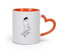 AYUEHBN ceramica Tazza per casa e ufficio Ragazza nuda donna femmina fiori bellezza （11oz/320ml） per bevande calde, latte macchiato, cappuccino Arancione