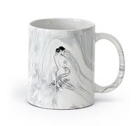 AYUEHBN ceramica Tazza per casa e ufficio Ragazza nuda donna femmina fiori bellezza （11oz/320ml） per bevande calde, latte macchiato, cappuccino Nero marmo