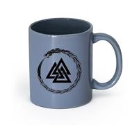 AYUEHBN ceramica Tazza per casa e ufficio Segno sacro scandinavo del cerchio del drago （11oz/320ml） Uso in bar o ristorante Blu grigio