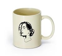 AYUEHBN ceramica Tazza per casa e ufficio Testa di ragazza Surrealismo Volto di donna （11oz/320ml） per tè, caffè, latte, cappuccino Giallo chiaro