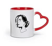 AYUEHBN ceramica Tazza per casa e ufficio Testa di ragazza Surrealismo Volto di donna （11oz/320ml） per tè, caffè, latte, cappuccino Rosso