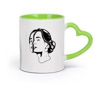AYUEHBN ceramica Tazza per casa e ufficio Testa di ragazza Surrealismo Volto di donna （11oz/320ml） per tè, caffè, latte, cappuccino Verde
