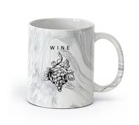 AYUEHBN ceramica Tazza per casa e ufficio Uva da vino, tralci, bacche, alcol （11oz/320ml） Elegante e resistente - Adatto al microonde e alla lavastoviglie Nero marmo