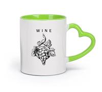 AYUEHBN ceramica Tazza per casa e ufficio Uva da vino, tralci, bacche, alcol （11oz/320ml） Elegante e resistente - Adatto al microonde e alla lavastoviglie Verde