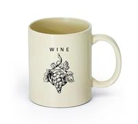 AYUEHBN ceramica Tazza per casa e ufficio Uva da vino, tralci, bacche, alcol （11oz/320ml） Elegante e resistente - Adatto al microonde e alla lavastoviglie Giallo chiaro