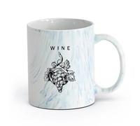 AYUEHBN ceramica Tazza per casa e ufficio Uva da vino, tralci, bacche, alcol （11oz/320ml） Elegante e resistente - Adatto al microonde e alla lavastoviglie Blu marmo