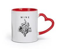 AYUEHBN ceramica Tazza per casa e ufficio Uva da vino, tralci, bacche, alcol （11oz/320ml） Elegante e resistente - Adatto al microonde e alla lavastoviglie Rosso