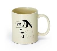 AYUEHBN ceramica Tazza per casa e ufficio Visore VR Realtà Virtuale Donna Videogiochi （11oz/320ml） Perfetto per cucine, ristoranti e bar, ottima idea regalo Giallo chiaro