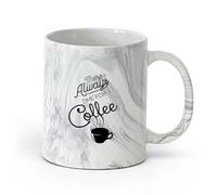 AYUEHBN ceramica Tazza regalo originale C'è sempre tempo per una citazione della caffetteria （11oz/320ml） Cappuccino, latte macchiato, tè, espresso Nero marmo