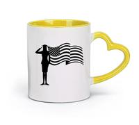 AYUEHBN ceramica Tazza regalo originale Soldato Donna Ragazza Ufficiale USA Patriottismo Bandiera Americana （11oz/320ml） per ufficio, casa Giallo