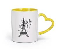 AYUEHBN ceramica Tazza, tazza da caffè/tè Torre Eiffel di Parigi, Francia, ramo di albero, fiore （11oz/320ml） per bevande calde, latte macchiato, cappuccino Giallo