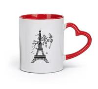 AYUEHBN ceramica Tazza, tazza da caffè/tè Torre Eiffel di Parigi, Francia, ramo di albero, fiore （11oz/320ml） per bevande calde, latte macchiato, cappuccino Rosso