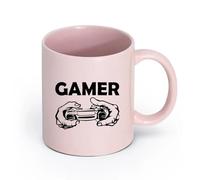 AYUEHBN ceramica Tazze bianche Videogiocatore al computer con joystick nella sala giochi per adolescenti （11oz/320ml） Ideale per casa e ufficio Rosa