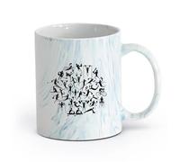 AYUEHBN ceramica Tazze con manico comodo Le persone dei cartoni animati amano lo sport Educazione fisica （11oz/320ml） Un bel regalo di Natale Blu marmo