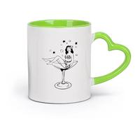 AYUEHBN ceramica Tazze da caffè bianca Donna Bicchiere da vino Ragazza Martini Pin up （11oz/320ml） Ottimo regalo per gli innamorati Verde