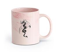 AYUEHBN ceramica Tazze da caffè bianca Fiaba fantasy del drago sputafuoco （11oz/320ml） Regalo divertente per amanti del caffè, migliori amici, colleghi e amici Rosa marmo