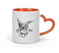 AYUEHBN ceramica Tazze da caffè bianca Fiaba Pegaso Cavallo Ali Musa Fantasia Animale （11oz/320ml） per tè, caffè, latte, cappuccino Arancione