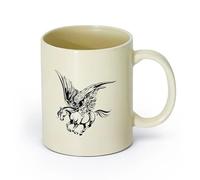 AYUEHBN ceramica Tazze da caffè bianca Fiaba Pegaso Cavallo Ali Musa Fantasia Animale （11oz/320ml） per tè, caffè, latte, cappuccino Giallo chiaro