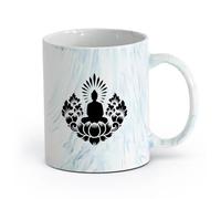 AYUEHBN ceramica Tazze da caffè bianca Posizione di meditazione yoga dei fiori di loto （11oz/320ml） per tè, cioccolata calda Blu marmo