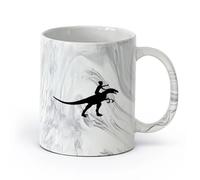 AYUEHBN ceramica Tazze da caffè bianca Ragazzo che cavalca un dinosauro （11oz/320ml） Ufficio, casa, bar, lavabile in lavastoviglie e adatto al microonde Nero marmo
