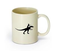 AYUEHBN ceramica Tazze da caffè bianca Ragazzo che cavalca un dinosauro （11oz/320ml） Ufficio, casa, bar, lavabile in lavastoviglie e adatto al microonde Giallo chiaro