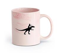 AYUEHBN ceramica Tazze da caffè bianca Ragazzo che cavalca un dinosauro （11oz/320ml） Ufficio, casa, bar, lavabile in lavastoviglie e adatto al microonde Rosa marmo
