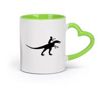 AYUEHBN ceramica Tazze da caffè bianca Ragazzo che cavalca un dinosauro （11oz/320ml） Ufficio, casa, bar, lavabile in lavastoviglie e adatto al microonde Verde
