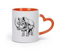 AYUEHBN ceramica Tazze da caffè bianca Rinoceronte Animale Africano Fantasia Fiaba Casa （11oz/320ml） per caffè, avena, tè, facile da pulire Arancione