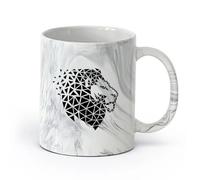 AYUEHBN ceramica Tazze da caffè bianca Testa di Re Leone poligonale, animale selvatico （11oz/320ml） Regalo per uomo o donna Nero marmo