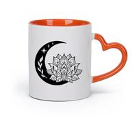 AYUEHBN ceramica Tazze da caffè Centro benessere Namaste Luna Crescente e Fiore di Loto （11oz/320ml） per latte, tè, cola, acqua Arancione