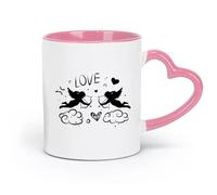 AYUEHBN ceramica Tazze da caffè con manico Cupidi con fiocco, angeli dell'amore, cuore romantico （11oz/320ml） Perfetto per cucine, ristoranti e bar, ottima idea regalo Rosa