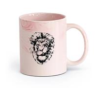 AYUEHBN ceramica Tazze da caffè con manico Idea per la casa con caverna per uomini africani e sorriso di leone （11oz/320ml） Ristorante, ufficio Rosa marmo