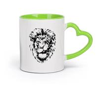 AYUEHBN ceramica Tazze da caffè con manico Idea per la casa con caverna per uomini africani e sorriso di leone （11oz/320ml） Ristorante, ufficio Verde