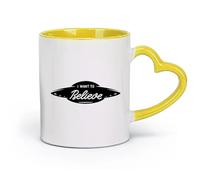 AYUEHBN ceramica Tazze da caffè con manico Logo del disco volante della nave aliena UFO in cui voglio credere （11oz/320ml） per casa o lavoro Giallo