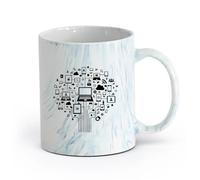 AYUEHBN ceramica Tazze da caffè in gres con manico Computer Tree Internet Social Network （11oz/320ml） Regalo divertente per amanti del caffè, migliori amici, colleghi e amici Blu marmo
