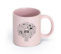AYUEHBN ceramica Tazze da caffè in gres con manico Computer Tree Internet Social Network （11oz/320ml） Regalo divertente per amanti del caffè, migliori amici, colleghi e amici Rosa