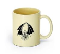 AYUEHBN ceramica Tazze da caffè in gres con manico Drago Fuoco Serpente Racconto Mostro Rettile （11oz/320ml） per ufficio per uomo e donna Beige