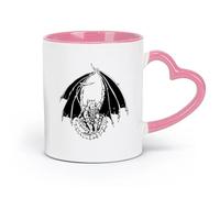 AYUEHBN ceramica Tazze da caffè in gres con manico Drago Fuoco Serpente Racconto Mostro Rettile （11oz/320ml） per ufficio per uomo e donna Rosa