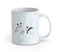 AYUEHBN ceramica Tazze da caffè in gres con manico Panda Orsi Asiatici Bambù Animali Cinesi （11oz/320ml） Perfetto per cucine, ristoranti e bar, ottima idea regalo Blu marmo