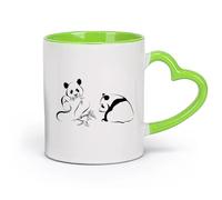 AYUEHBN ceramica Tazze da caffè in gres con manico Panda Orsi Asiatici Bambù Animali Cinesi （11oz/320ml） Perfetto per cucine, ristoranti e bar, ottima idea regalo Verde