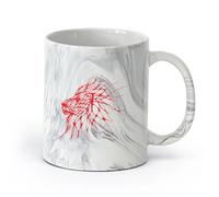 AYUEHBN ceramica Tazze da caffè in gres con manico Testa di Leone Animale Gatto selvatico （11oz/320ml） Elegante e resistente - Adatto al microonde e alla lavastoviglie Nero marmo