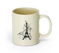 AYUEHBN ceramica Tazze da caffè in gres con manico Vacanza romantica alla Torre Eiffel a Parigi （11oz/320ml） Ottimo per casa, ufficio, bar, idee regalo Giallo chiaro